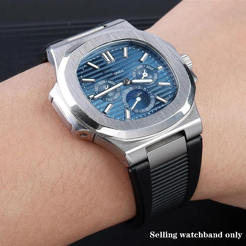 Silikon-Uhrenarmband für Patek Philippe Nautilus 5711 5726 5712g 5980 Gummi-Armband Herren-Armband Armband 25X13MM