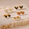 Stainless Steel Enamel Heart Earring New Women Gold Color Earrings Waterproof Wedding Jewelry Party Accessories Designed Gifts