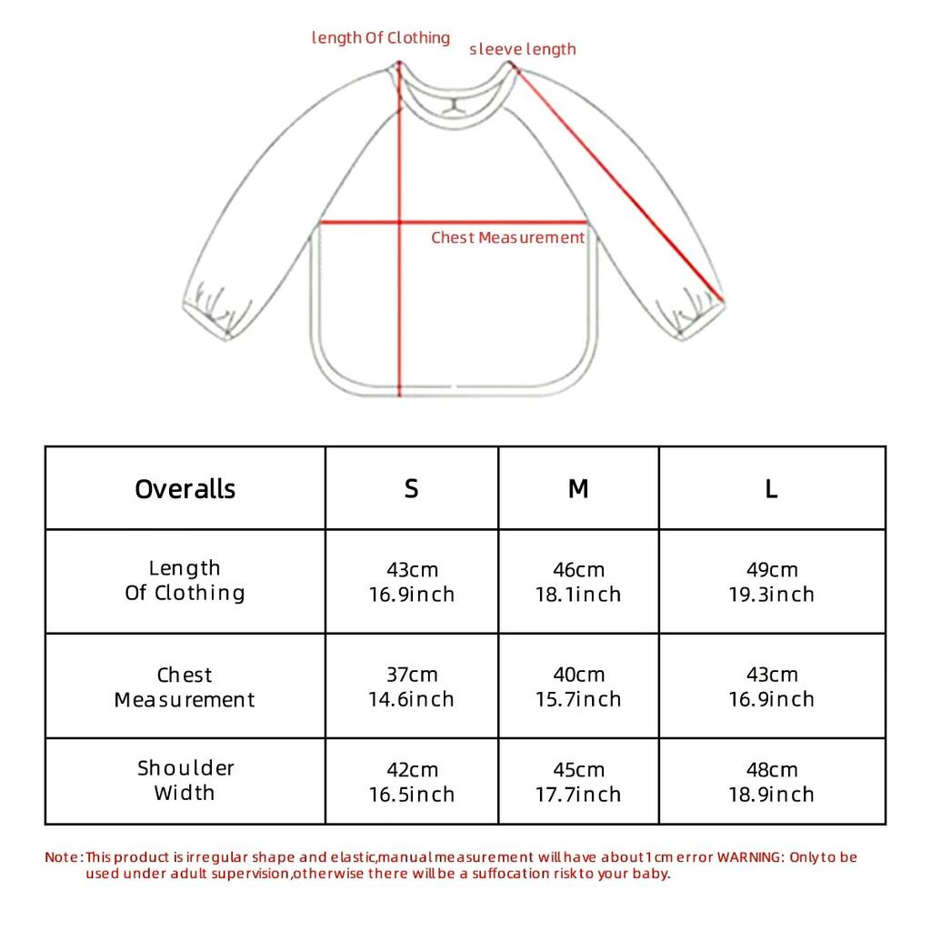 1pcs Children Feeding Aprons Long Sleeve Baby Bib With Pocket Full Cover Kid Gown With Bag Waterproof Long-Sleeve Smock