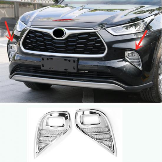 For Toyota Highlander - Chrome Front Bumper Fog Light Frame Decor Cover