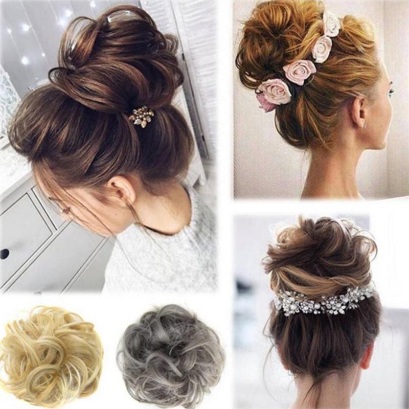 

1шт женщин Шиньон расширение Бун Scrunchie пони хвост Шиньон моды парик волос