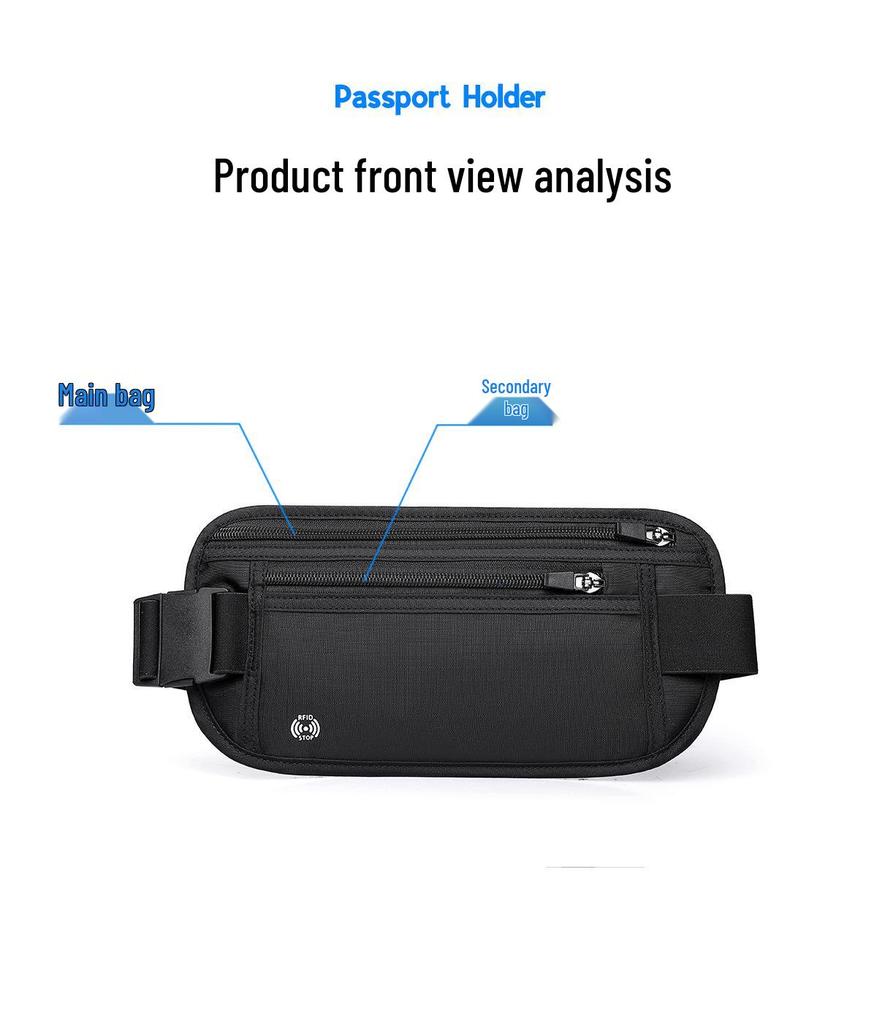 RFID Anti-Theft Waterproof Passport & Phone Waist Bag