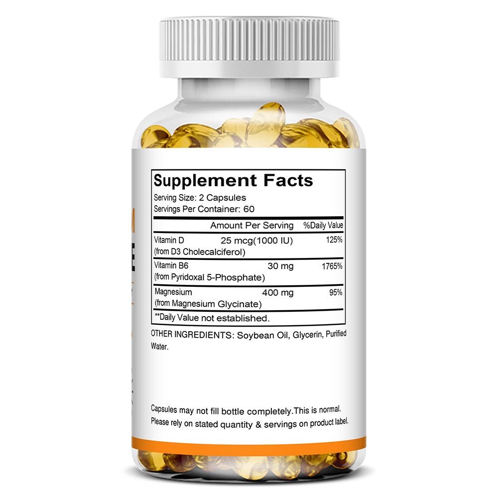 Fearathe Magnesiumglycinat Kapseln, mit Vitamin B6 und Vitamin D3, Magnesiumglycinat Komplex, 120 Kapseln