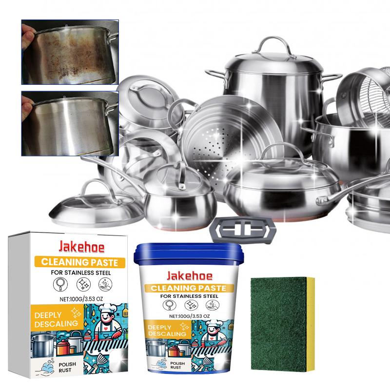 Kitchen Pot Bottom Rust Remover Stainless Steel Cleaning Cream 100g For Cookware Stains With Free Sponge