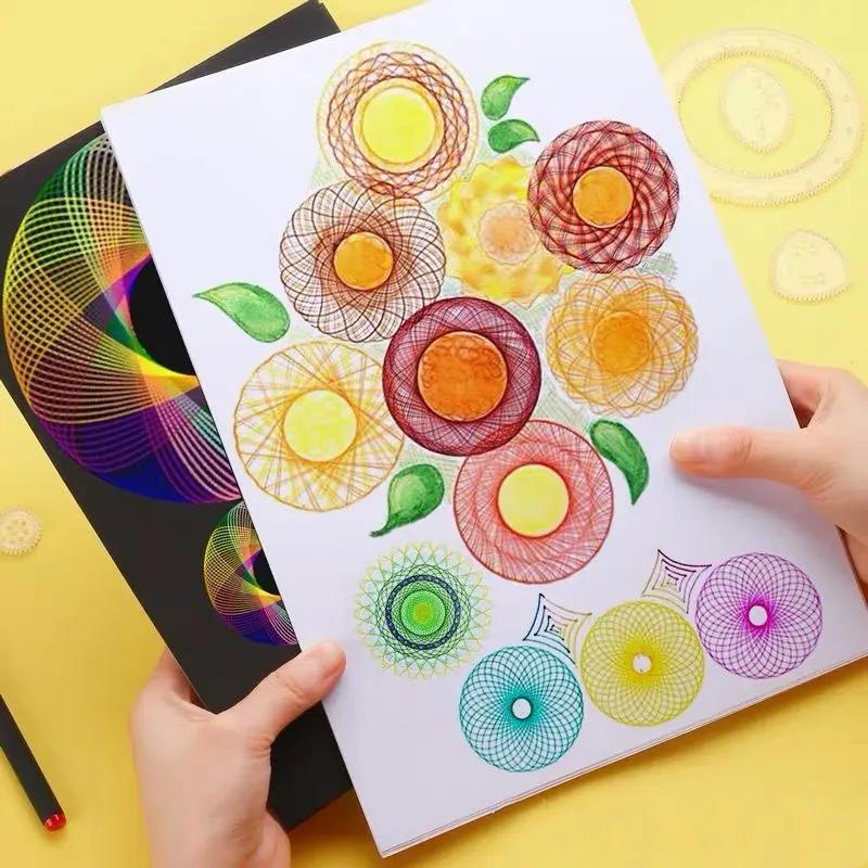 Non-Toxic Creative Gears Geometry Spirograph Drawing Stencils Set Painting Template Art Crafts Kids Educational Toy Variety Of Flowers