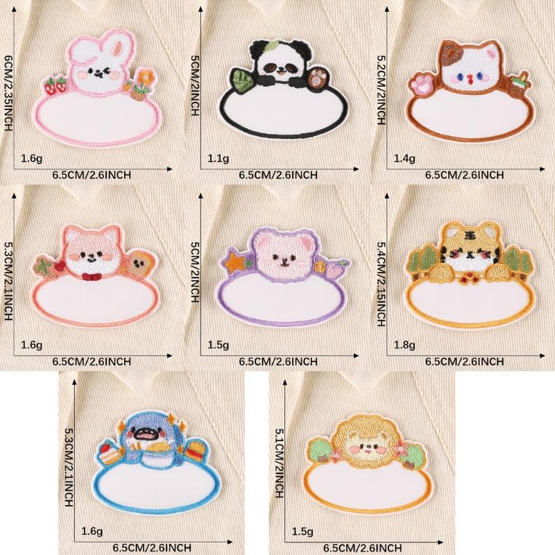 8 Stück Cartoon Tier Leere Namens Stickaufnäher Reparaturflicken Aufbügler Bär Nähflicken für Kleidung Schuhe