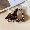 Silver Needle Leopard Print Geometric Hoop Earrings - Trendy High-End Spicy Girl Style for Women