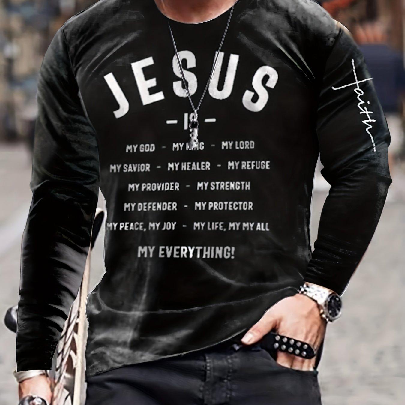 

3d-принт JESUS, чоловіча вінтажна футболка з довгим рукавом, стильні осінні футболки, чоловічий одяг 6XL