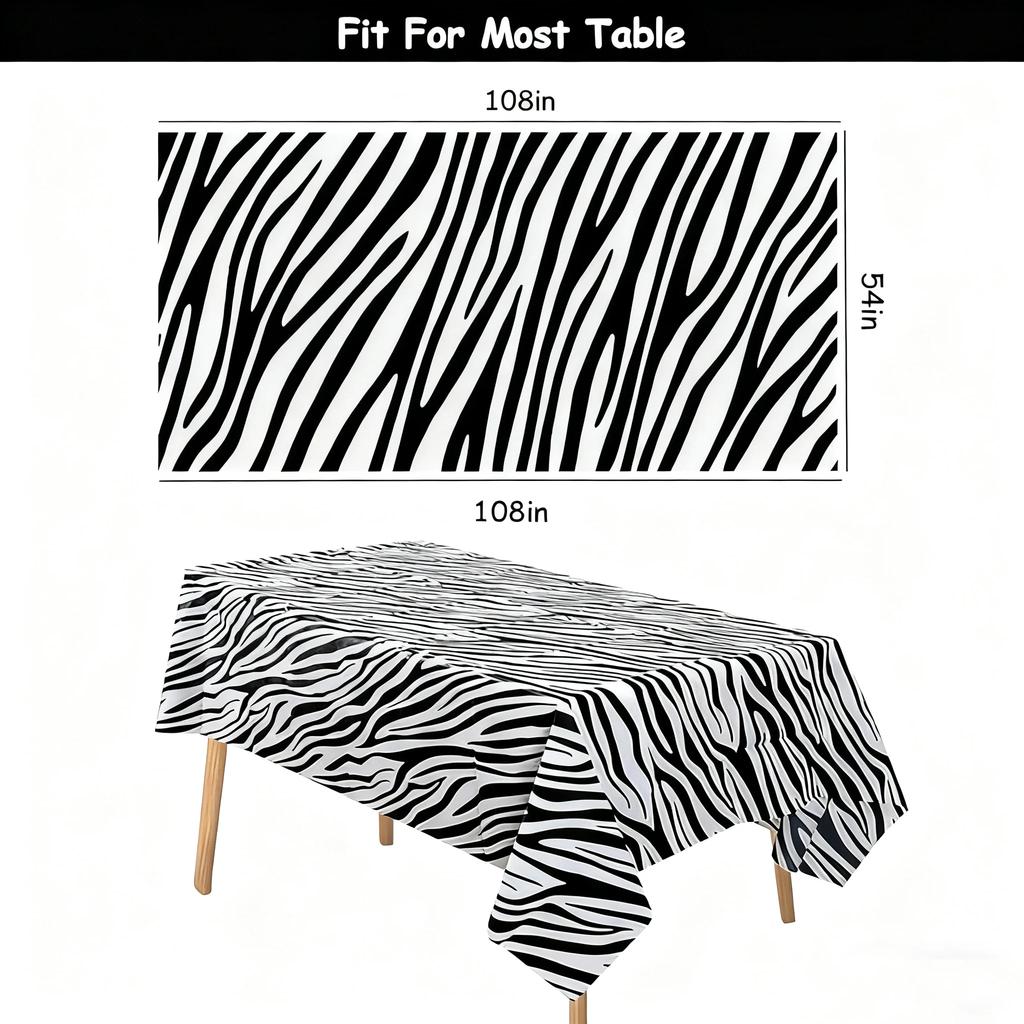 1PC Jungle Animal Print Disposable Plastic Tablecloth Rectangular Party Table Cover for Animal Theme Birthday Parties