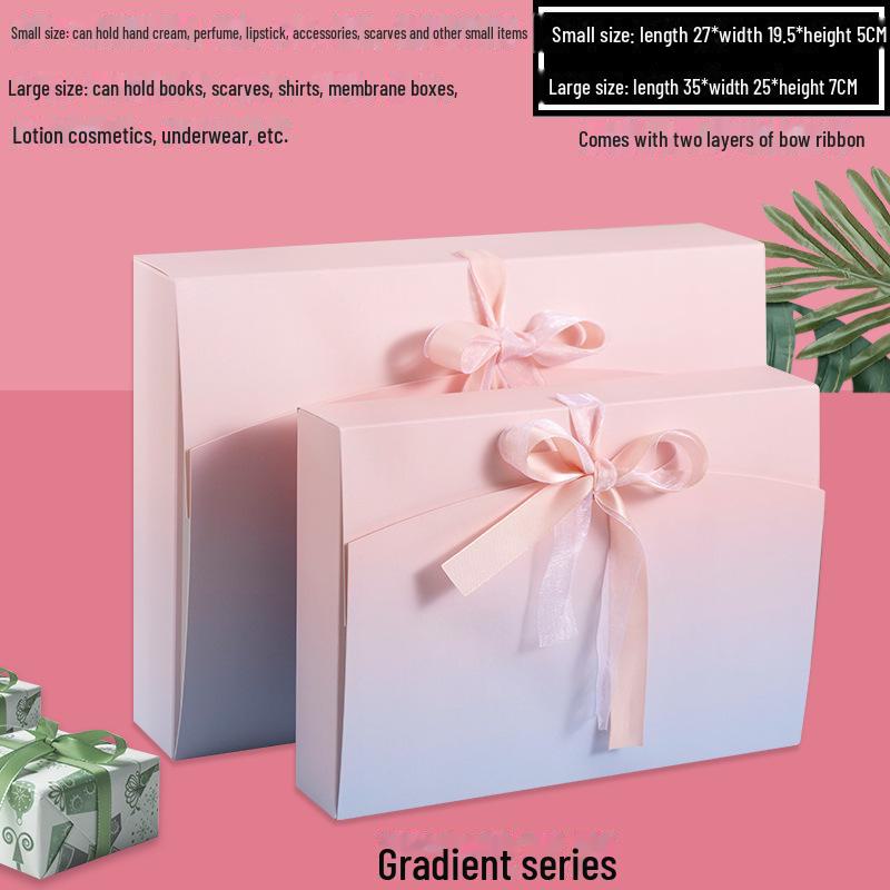 Custom Pearlescent Bow Ribbon Gift Box for Silk Scarves, Pajamas, and Shirts