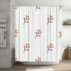 Stylish Bath Curtain Modern Decorative Shower Panel Printing Red Berries White Fabric Waterproof Bathtub Door Privacy Rod Pocket