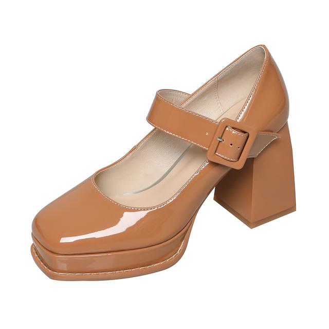 Echtes Leder Mary Janes Dicke High Heels Plateau Pumps Für Frauen Casual Frühling Sommer Flache Party Chunky Schuhe Damen