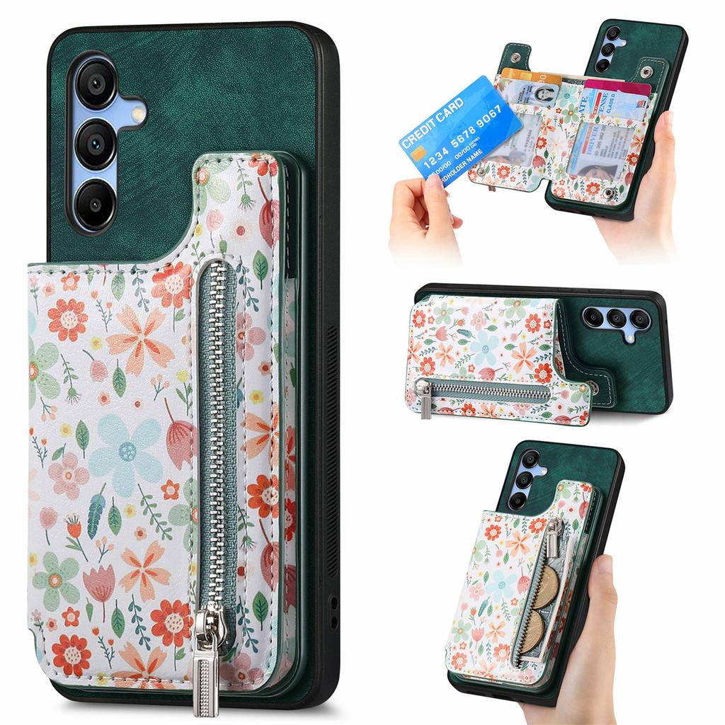 D10 For Samsung Galaxy A16 5G/A16 4G Case Pattern Kickstand Wallet Leather+TPU Phone Cover RFID Blocking