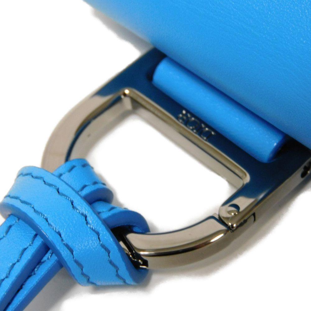 Used Airpods Pro Case 10656 2ADKH271UCL 7950 Flap Magnetic Smooth Calfskin Neck Strap Logo Metal Blue Unisex from Japan