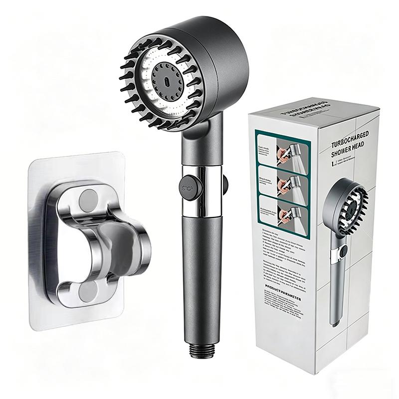 High Pressure Filter Shower Head 3 Modes One-key Stop Water Massage Clean Powerful Pressurized Shower Nozzle
