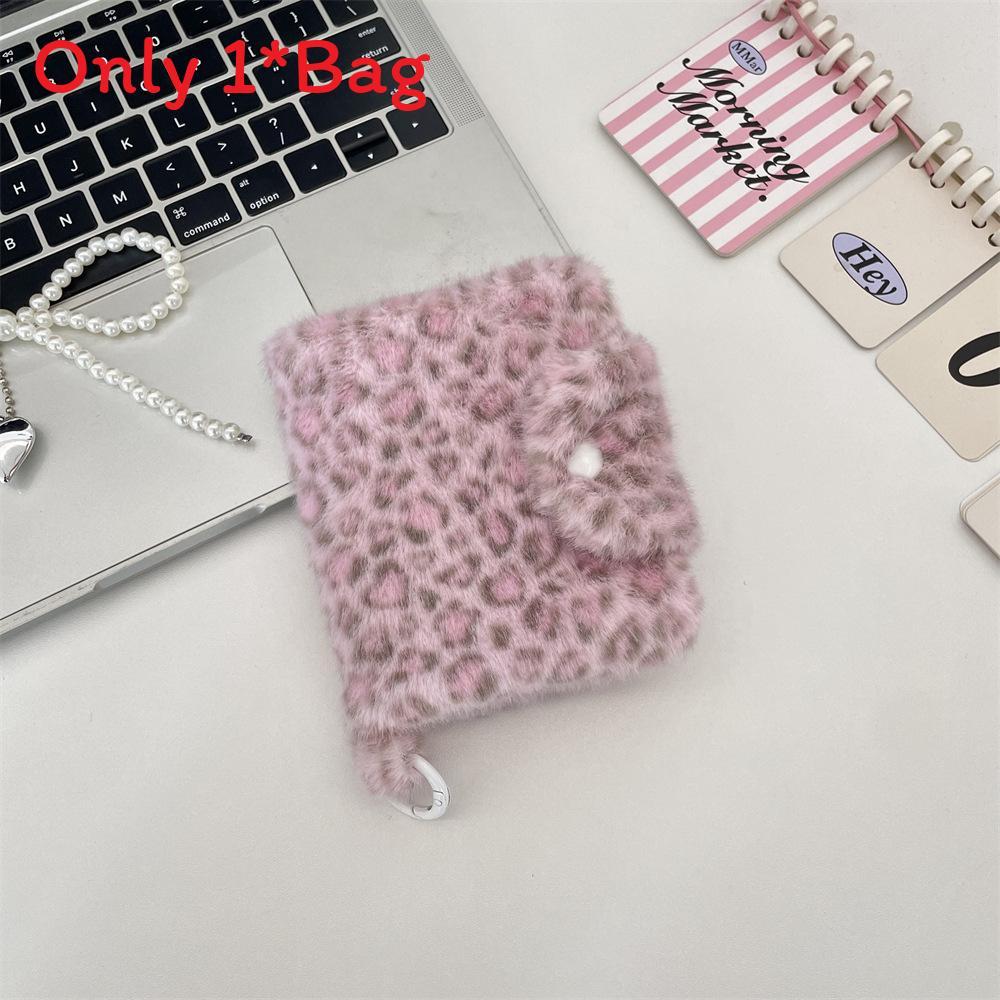 Plush Leopard Print Coin Wallet With Large Capacity For Home Use And Storage