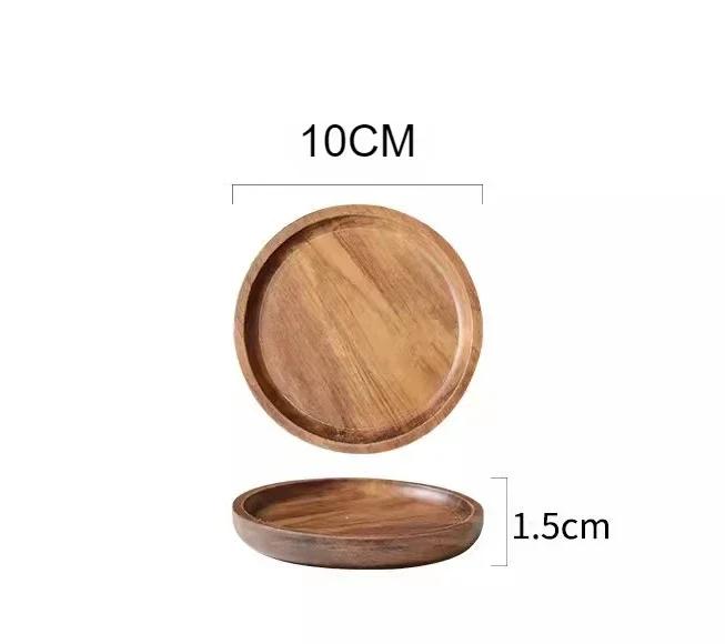 Wooden Round Tray Acacia Wood Home Coffee Bread Plate Multi-Purpose Solid Wood Afternoon Tea Treats