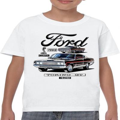 1969 Ford Torino GT Cobra Jugend T-Shirt American Muscle Car Klassisch Vintage Retro FoMoCo Performance Lizenziert Kinder