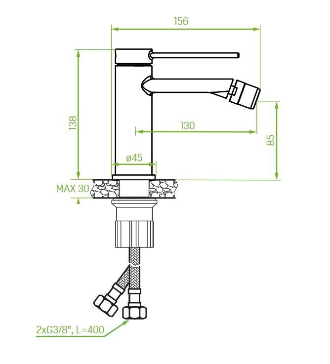 Standing Bidet Faucet With Stopper Pinar Black