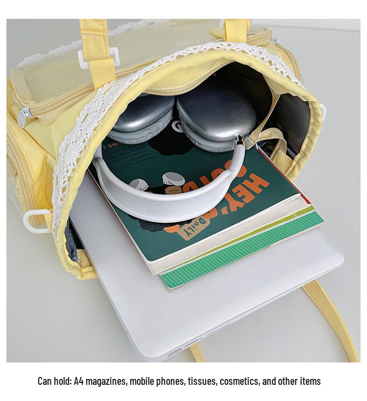 Japanese Style Transparent Anime Badge Tote - Cute Shoulder Crossbody Bag for Women & Students