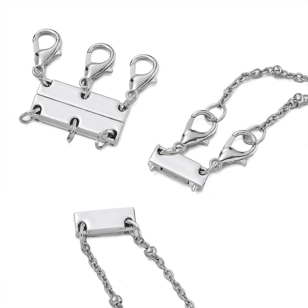 2Set Layered Necklace Clasps Magnetic Bracelet Connectors for Layering Multiple Strands Jewelry Connector Slide Tube Fasteners