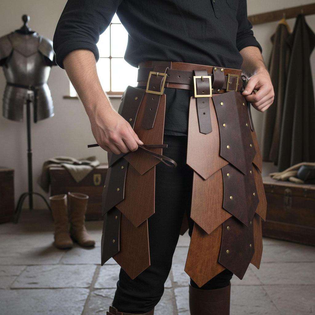 Medieval Faux Leather Thigh Decorative Wide Belt for Carnival Fancy Dress
