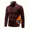 Men S Fleece Lined Half Zip Stand Collar Slim Fit Knit Sweater