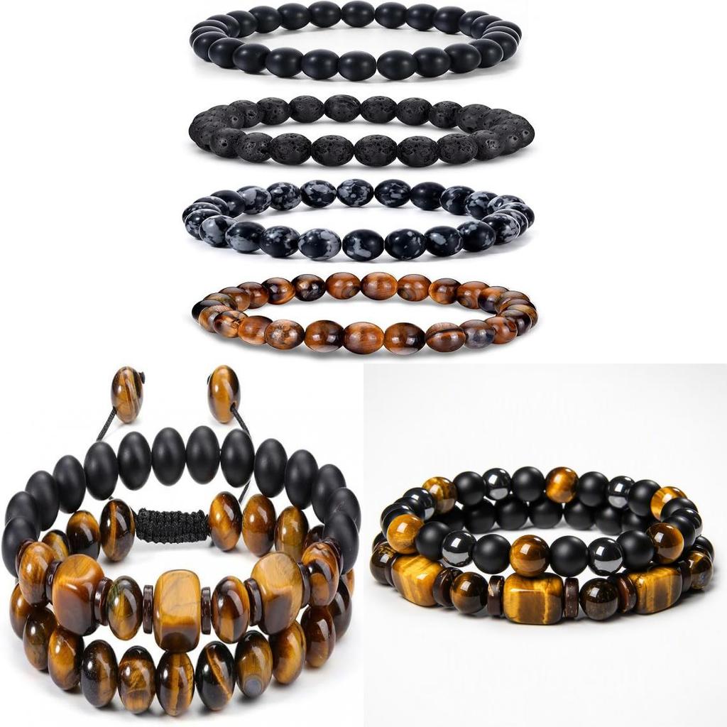 Stone Geometric Beaded Bracelet For Men Women Fashion Jewelry Gift
