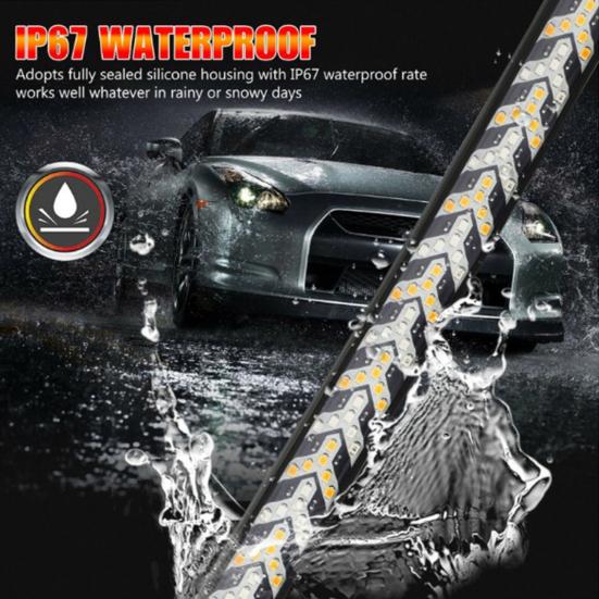 LED Tailgate Light Bar 4-in-1 Red Brake Running Lights Amber Sequential Turn Signals Waterproof Flexible Strip for Trucks Trailers RVs