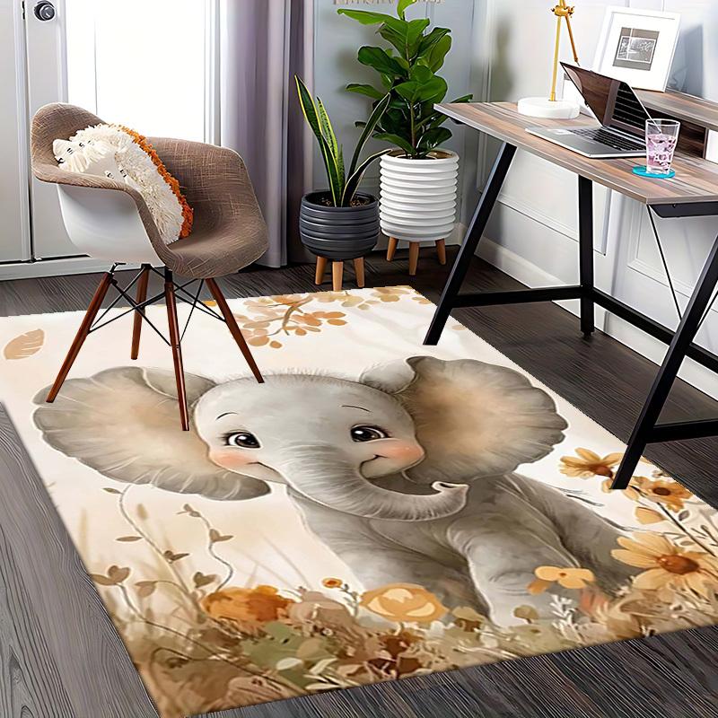 1pc Anime Elephant Chair Mat - Cute Cartoon Design, Non-Slip Office Rug for Home Decor, Suitable for All Seasons, Perfect Gift Idea.H046