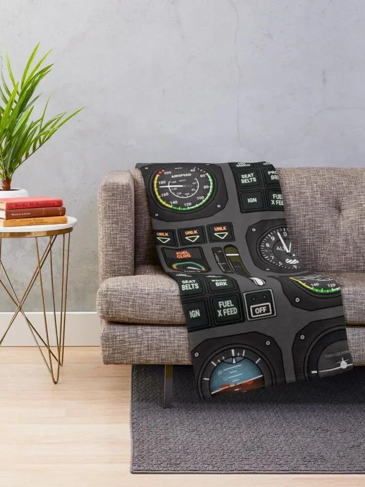 Pilot Flight Instruments Throw Blanket Luxury Decoratives Blankets