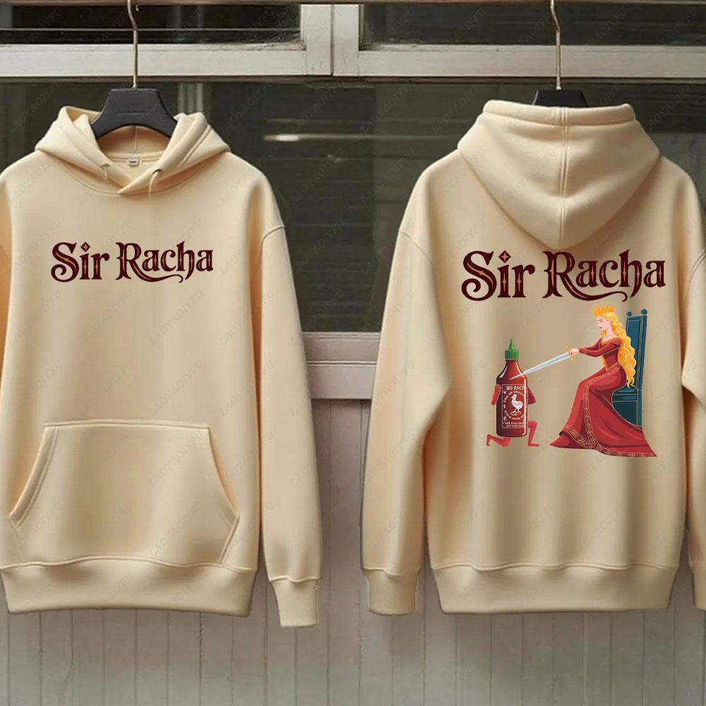 Sir Racha Man Woman 2 SidedHoodies Sri Racha Medieval Art Pullover Sriracha Fan Merch Retro Medieval Graphic Sweatshirt Hoodie
