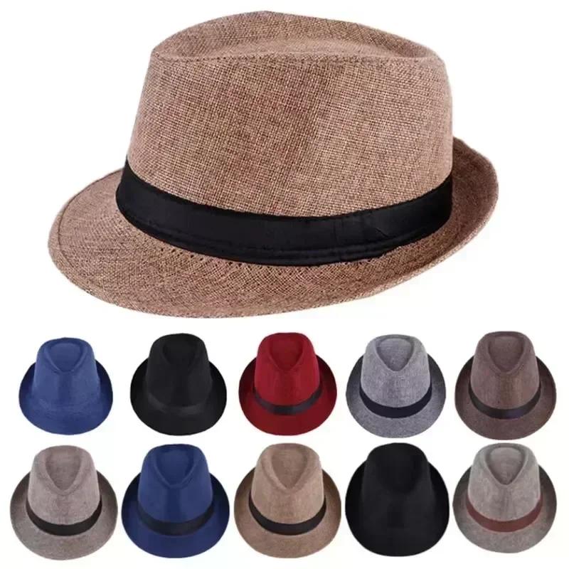 1Pcs Men's Fashion Top Hat Cotton Linen Gentleman Hat Casual Sunshade Four Seasons Hats Suitable for Parties and Other Occasions
