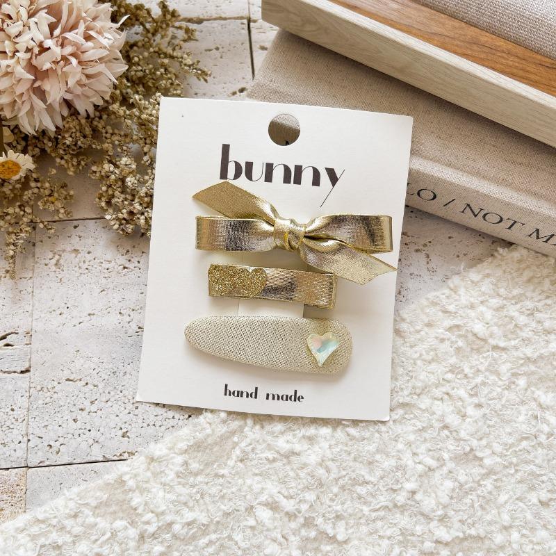2/3pcs Golden Bright Leather Series Sweet Girl Children's Hairpin New Cute All-match Explosive Baby Broken Hair Bangs Side Clip