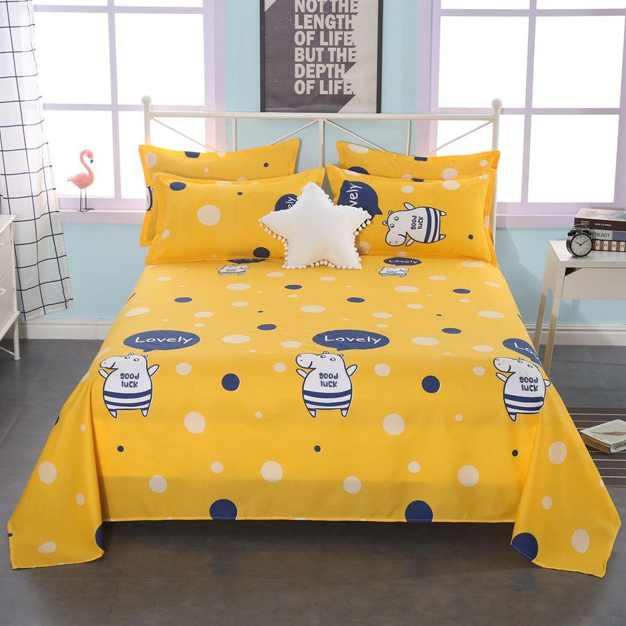 Printed Simple Bed Sheet Dormitory Pure Washed Cotton Single Double Bed Skin-friendly Comfortable Bed Sheet