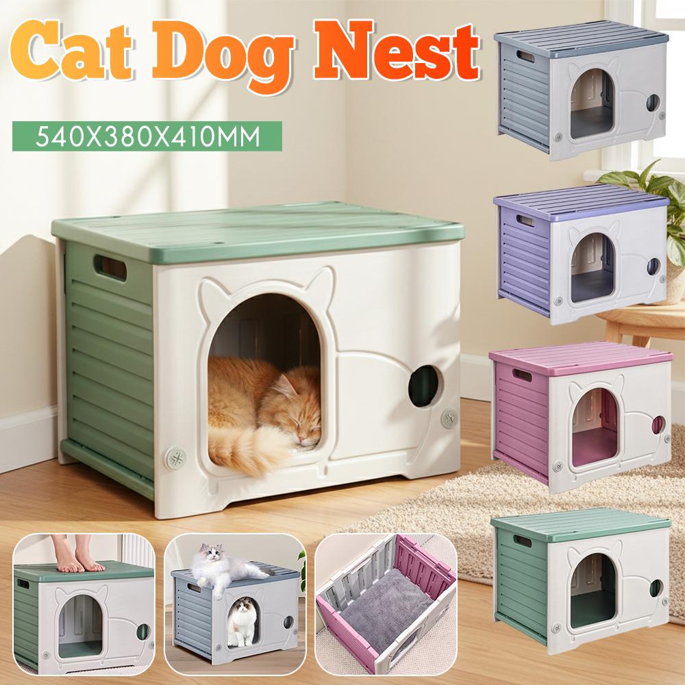 Outdoor Cat House Condo Shelter Stray Four Seasons Rainproof Nest for Stray Cat Hamster Puppy Hedgehog Small Pets Kitty Cave Bed