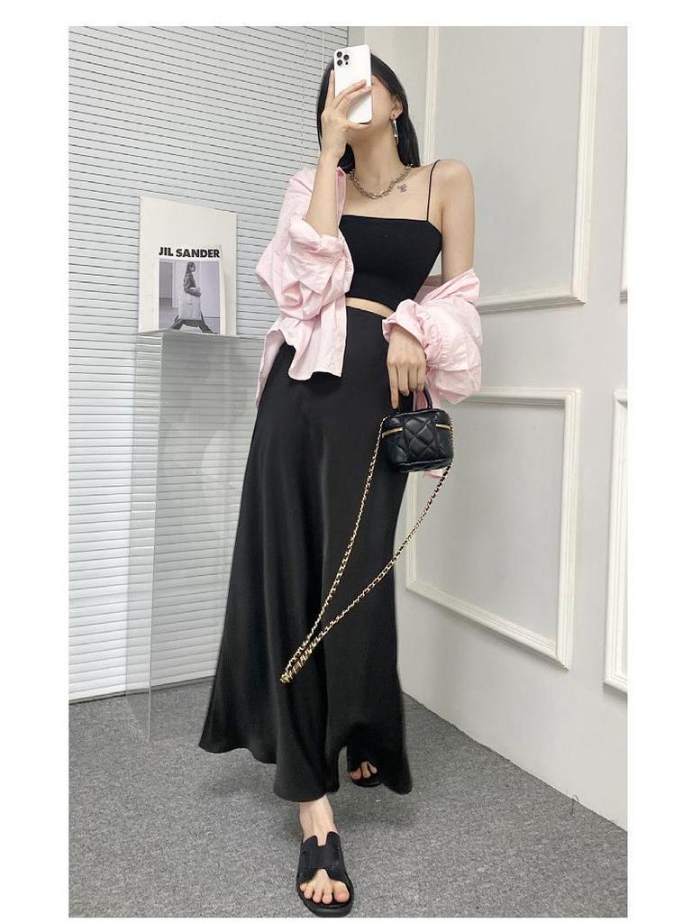 2026 Elegant High-Waisted Bodycon Pencil Skirt - Slimming, Hip-Hugging, Drape Design for Spring/Autumn