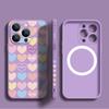 Magnetic For Magsafe Love Heart Case For iPhone 15 Pro Max 11 12 13 14 16 Pro Max 16E 17 Air Built-in Metal Plate Lanyard Cover