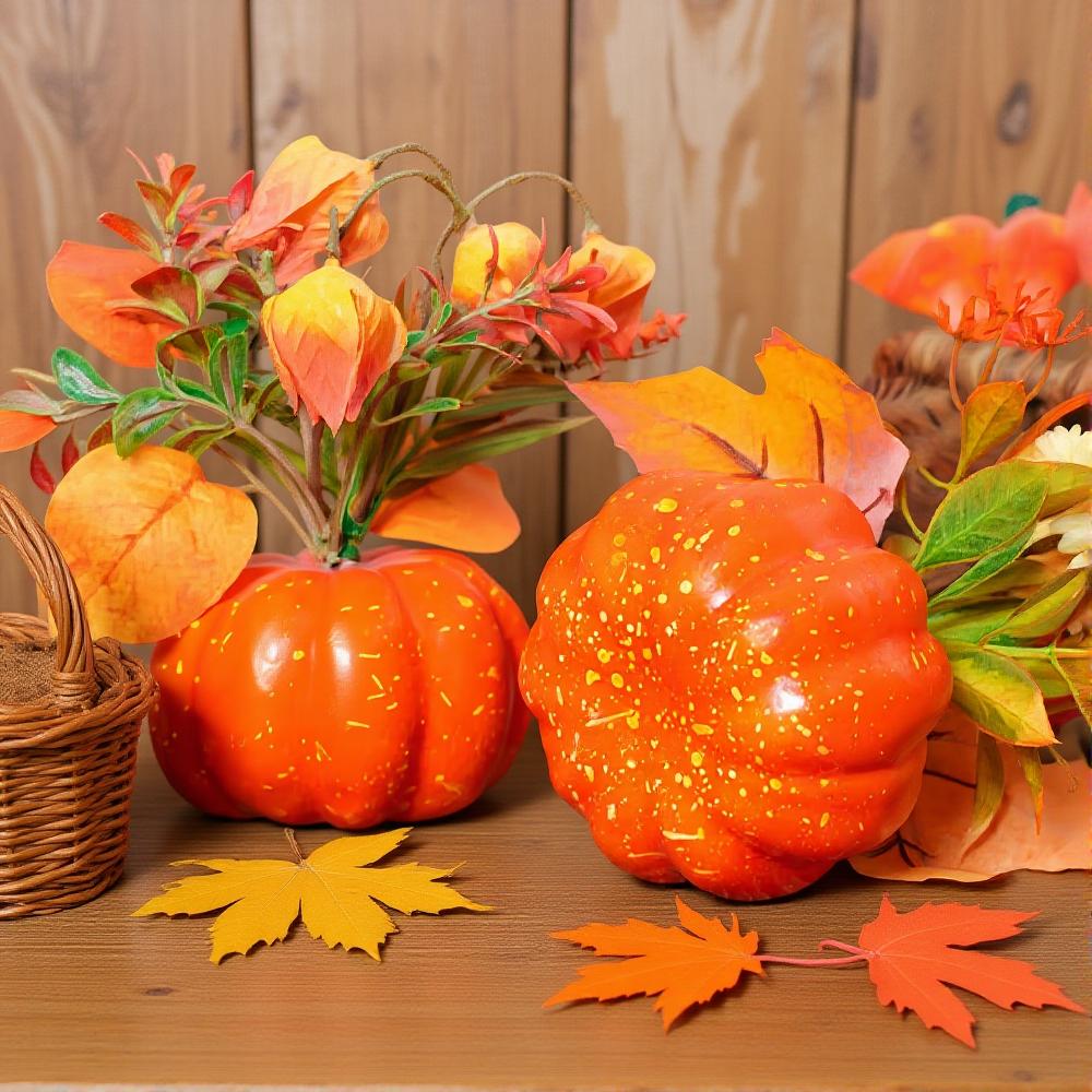 Simulation Pumpkin Decoration Thanksgiving Decor Pumpkin Halloween Artificial Pumpkin Tabletop Ornaments Autumn Harvest Decor