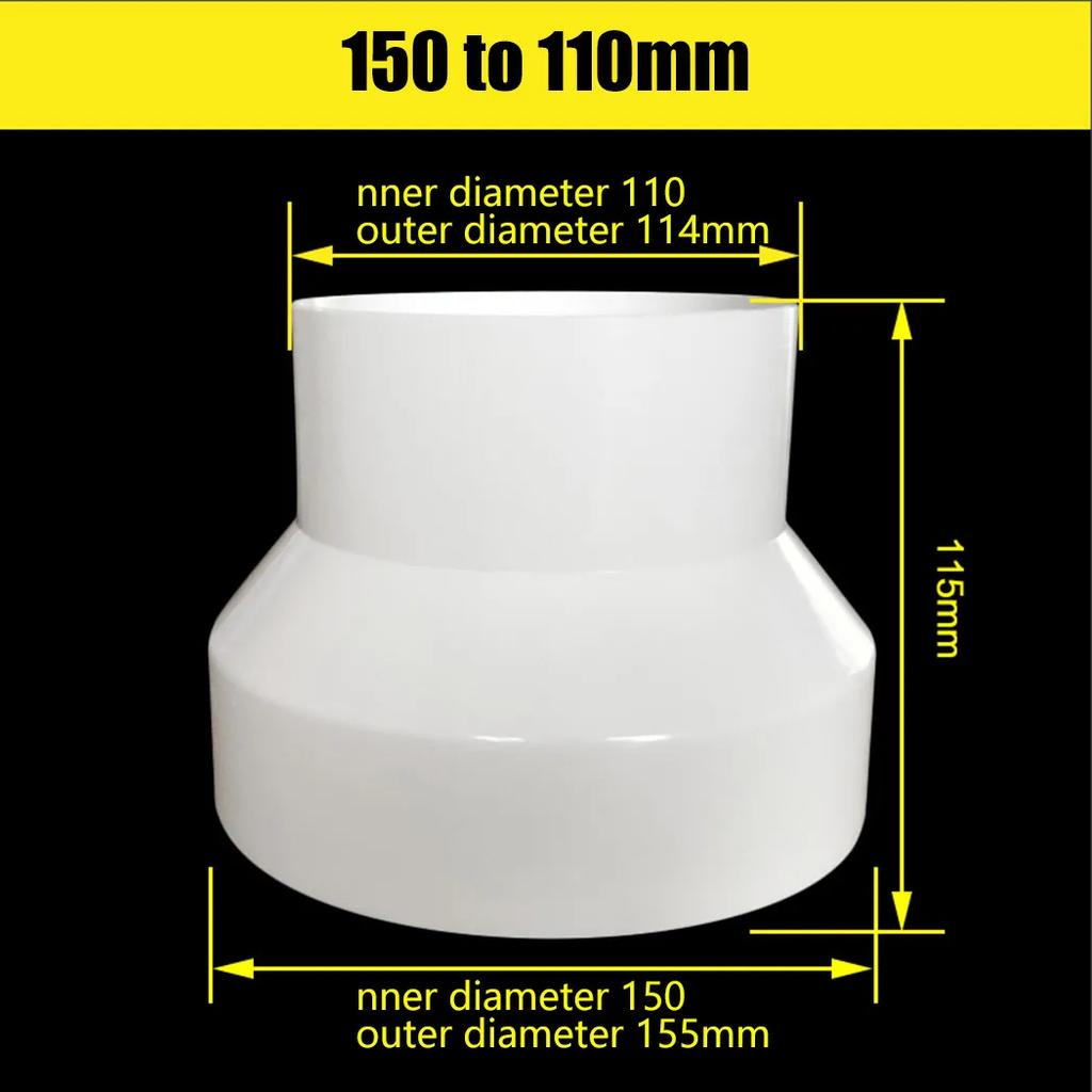Connections Reducer Adapter Pipe Ventilation Fittings Plastic Reducer White 100to75 ABS Pipe Ventilation Adapter
