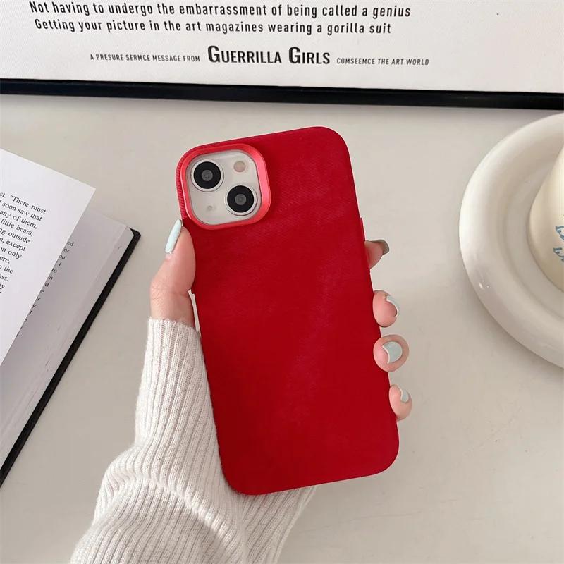 Flannel For Magsafe Phone Case for iPhone 16 Pro Max 15 15Pro 17 Matte Wireless Charging Back Cover Microfiber Protective Shell