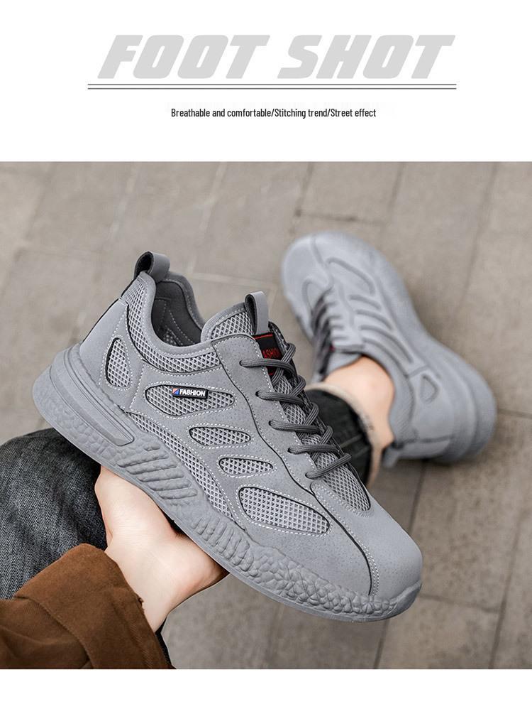 Men's Breathable Mesh Sneakers - Anti-Slip, Soft Sole, Casual Work Shoes for Summer