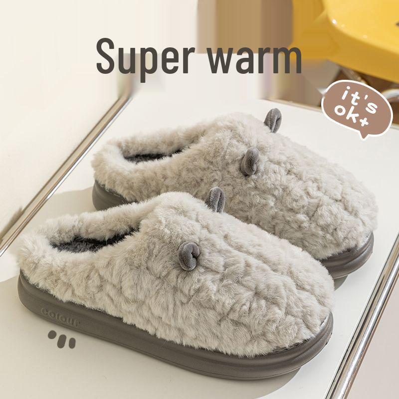 Damskie antypoślizgowe pluszowe bawełniane kapcie - z zakrytym piętem do noszenia wewnątrz/na zewnątrz, ciepłe buty poporodowe na jesień i zimę 2025.