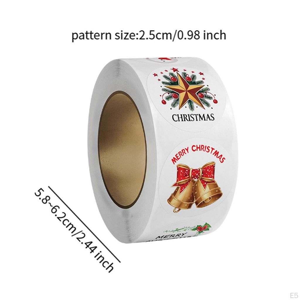 500Pcs Christmas Stickers Roll Envelope Seals Round Decorative Labels Gift Sealing for