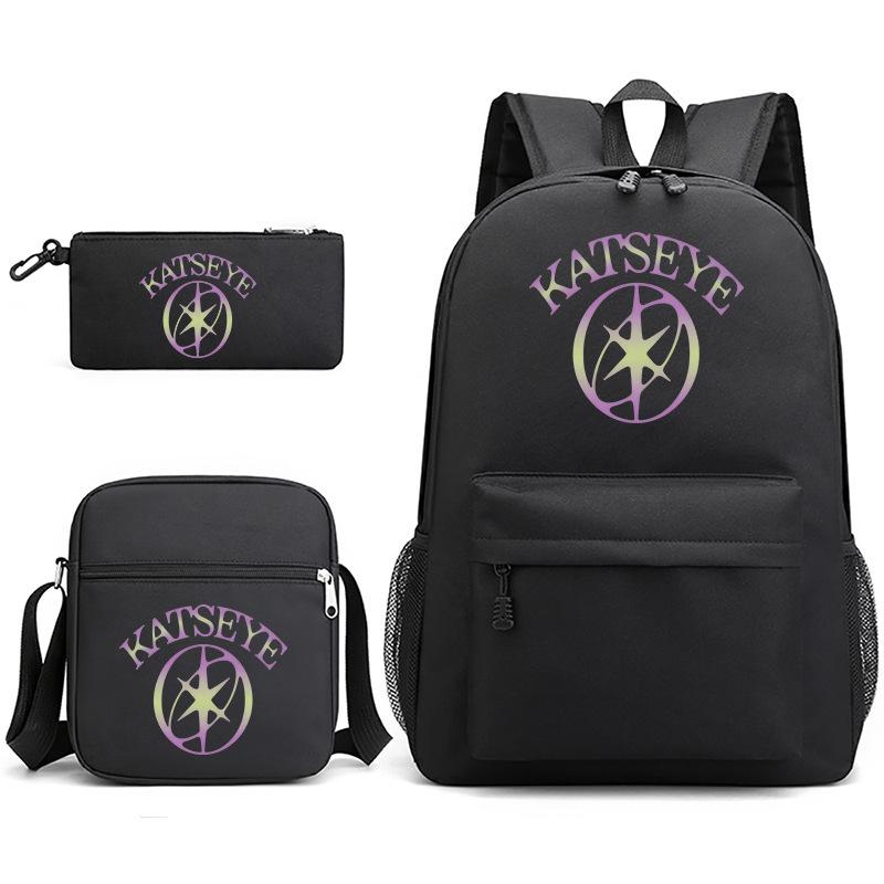Zaino Katseye con Stampa K-Pop Borsa a Spalla Astuccio Set da 3 Pezzi Set Multifunzionale per Scuola e Viaggio