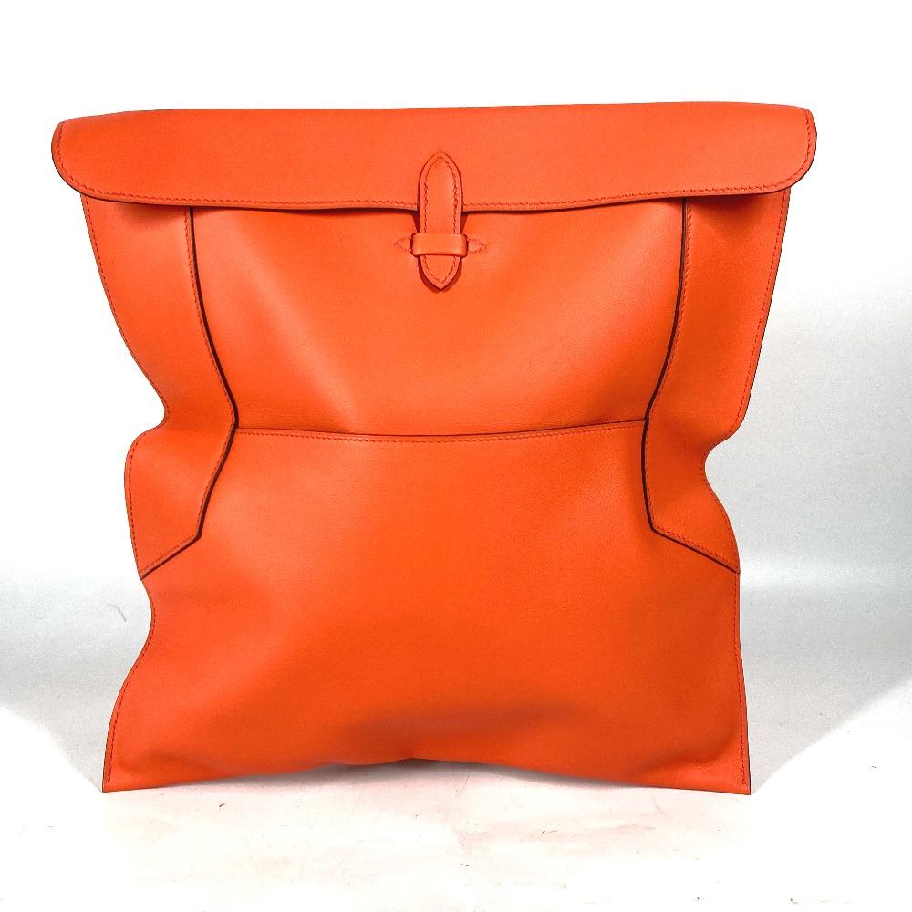 HERMES Flap Pouch Puri Plat Two fold Clutch bag Swift Orange Unused