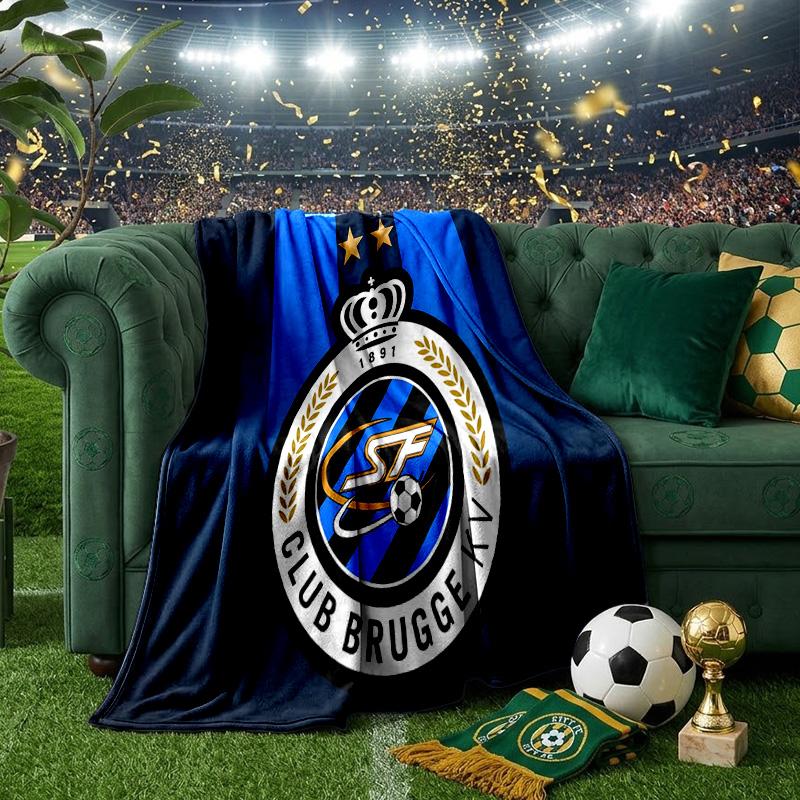 Coperta con stemma Club Brugge FC Coperte in flanella Peluche per divano letto Regali per uomini donne Coperta da viaggio per picnic Regali di Natale per tifosi