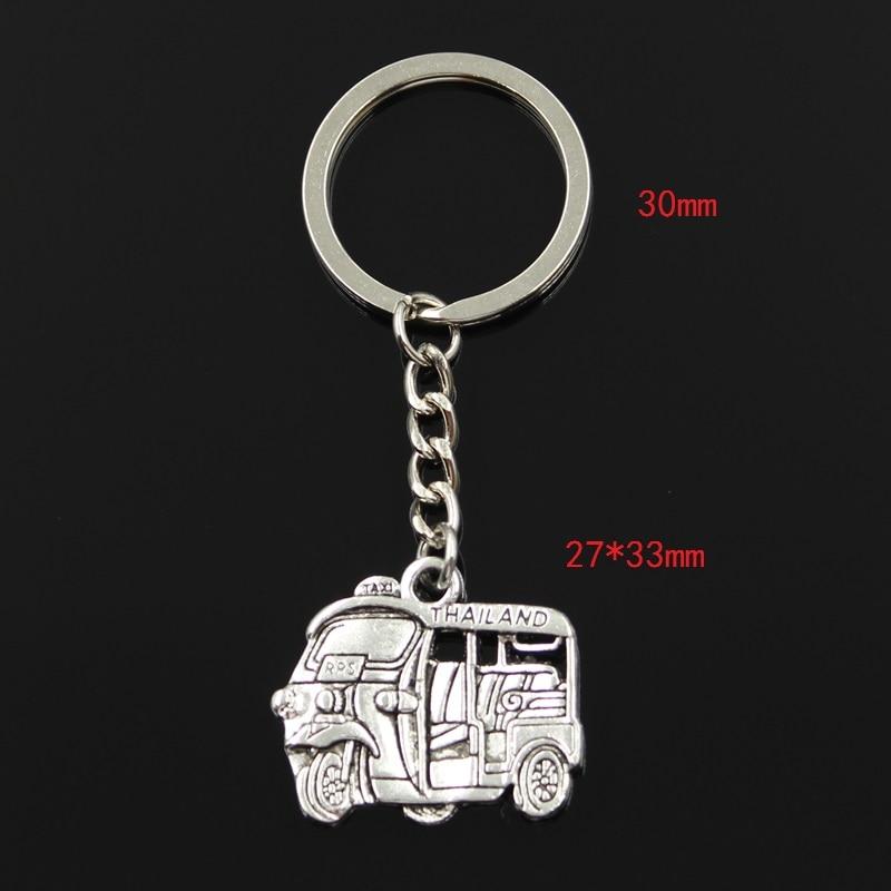 

Модный брелок для ключей 30 мм, металлический брелок для ключей, ювелирные изделия, античное серебро, с цветным покрытием, тайское такси, автомобиль, автобус, 27x33 мм, подвеска серебряный