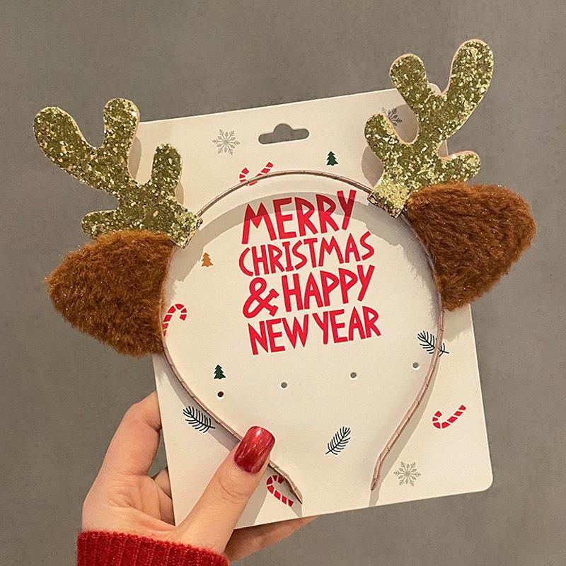 Red Velvet Antler Hairband Simple Christmas Eve Headwear Cute Hair Accessories Environmentally Friendly Christmas Headband