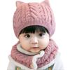 Miaotti Baby Knit Hat and Neck Warmer Set for Cold Weather with One Size Fits All Ages Newborns, Winter, Protection, Ears, 0-2 (Pink)